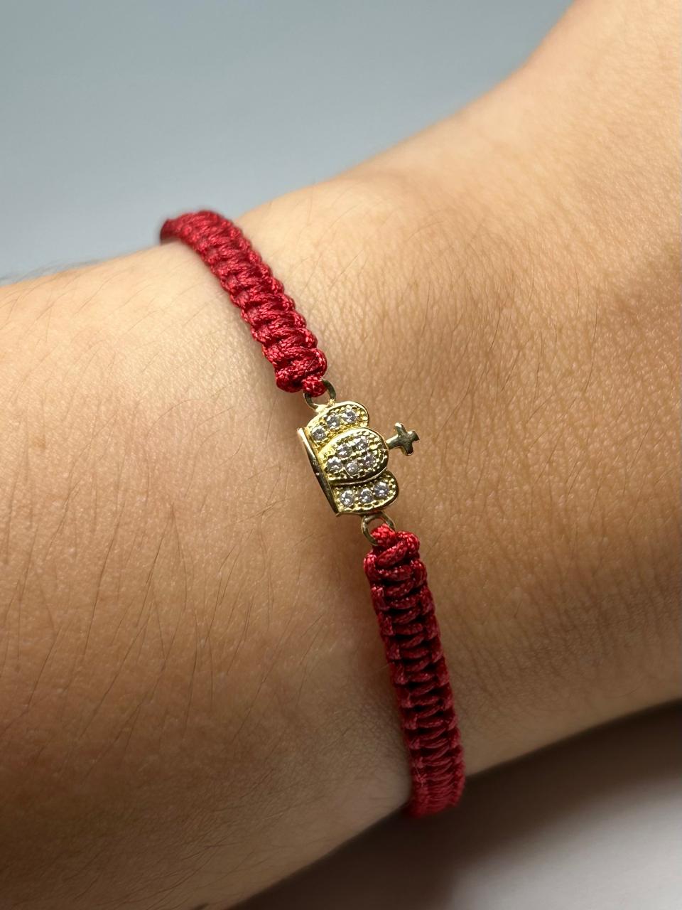 PULSERA TEJIDA A MANO CON ORO 18KTE CORONA Mirano