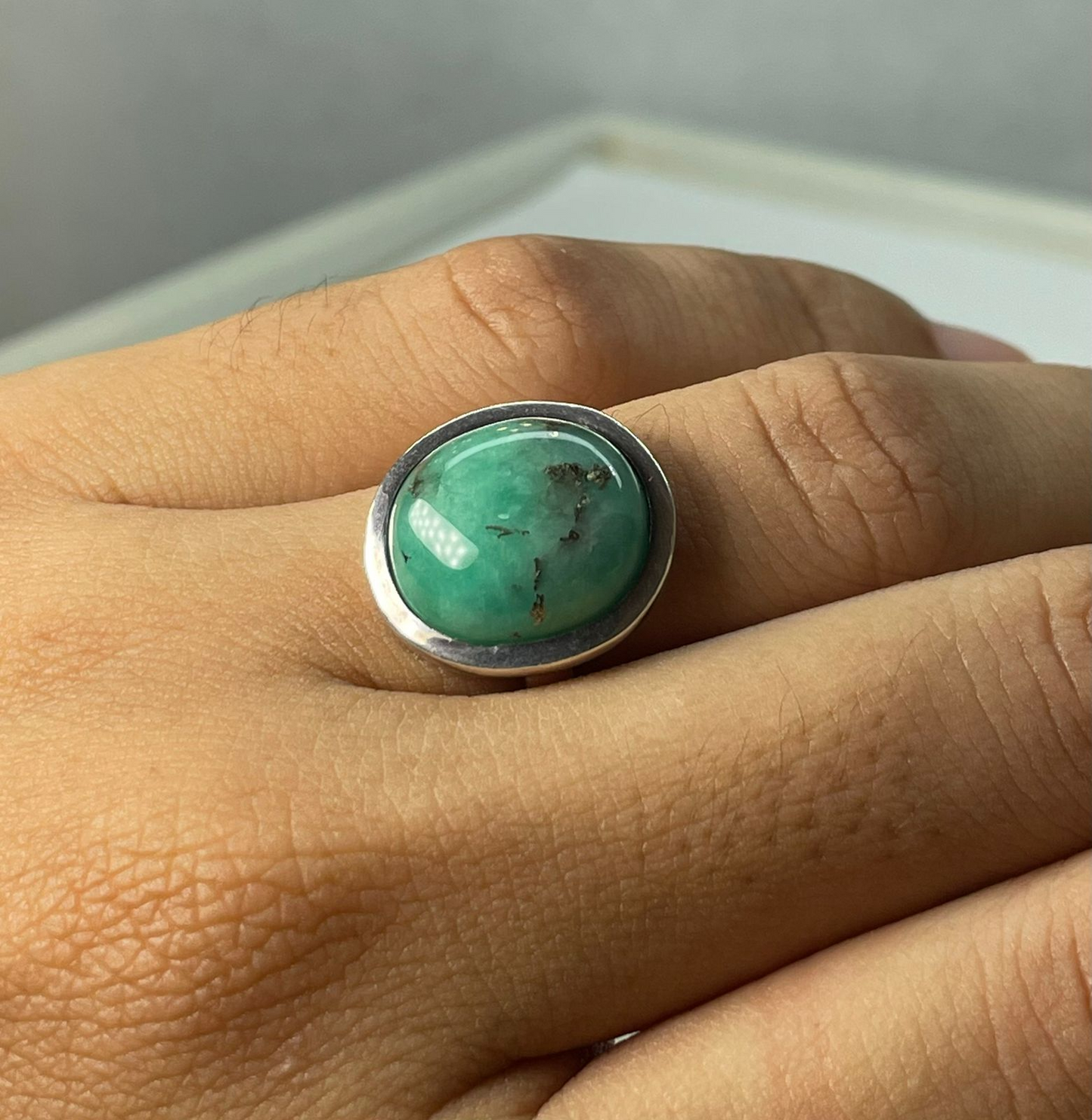 ANILLO EN PLATA LEY 925 SOLITARIO CABUCHON Mirano