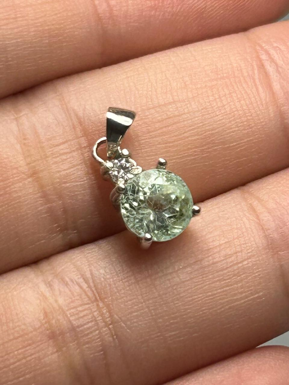 DIJE PLATA LEY 925 REDONDO UÑAS CRISTAL Mirano