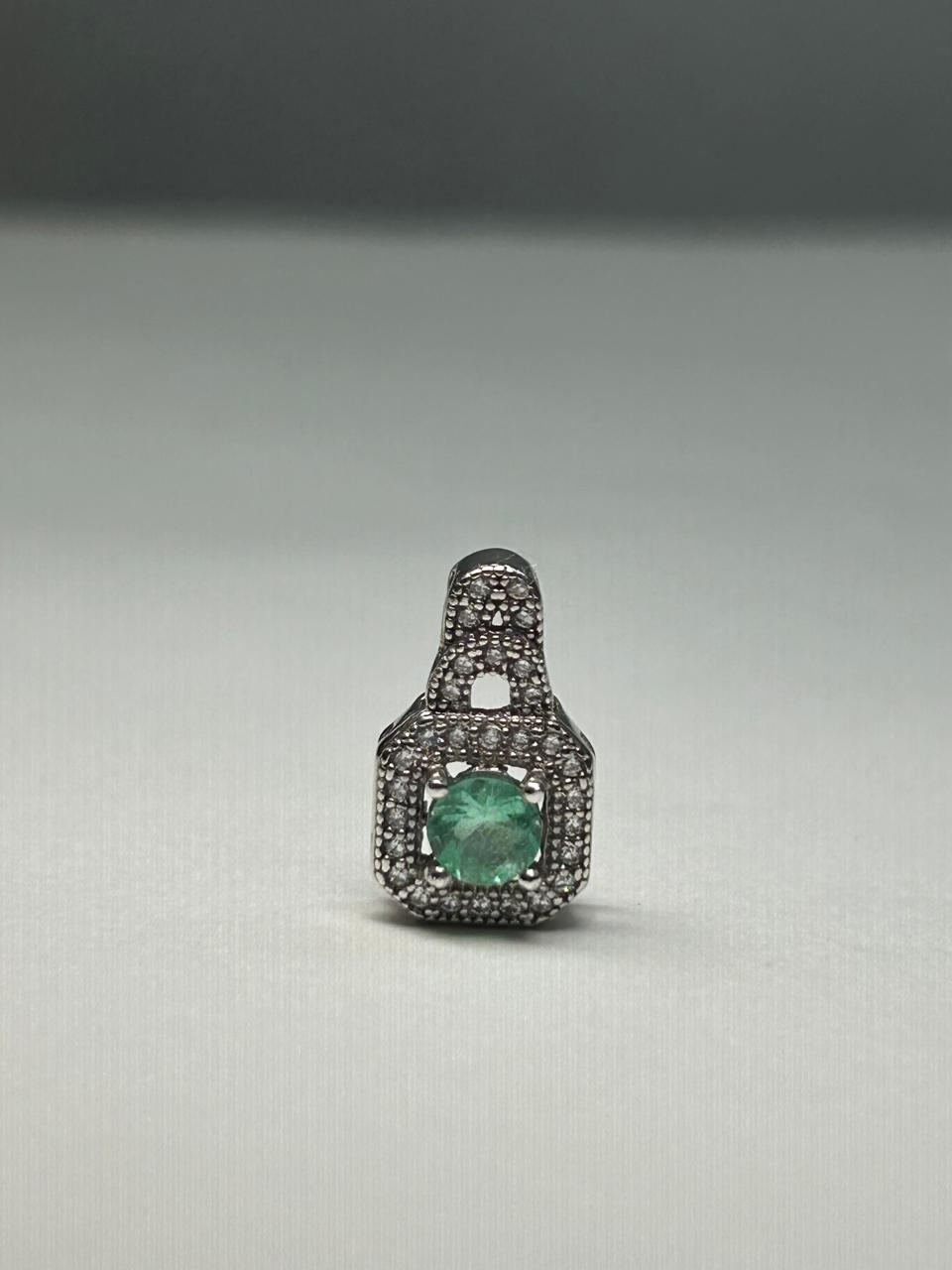 DIJE PLATA LEY 925 ARO CIRCON CUADRADO ESMERALDA CRISTAL Mirano
