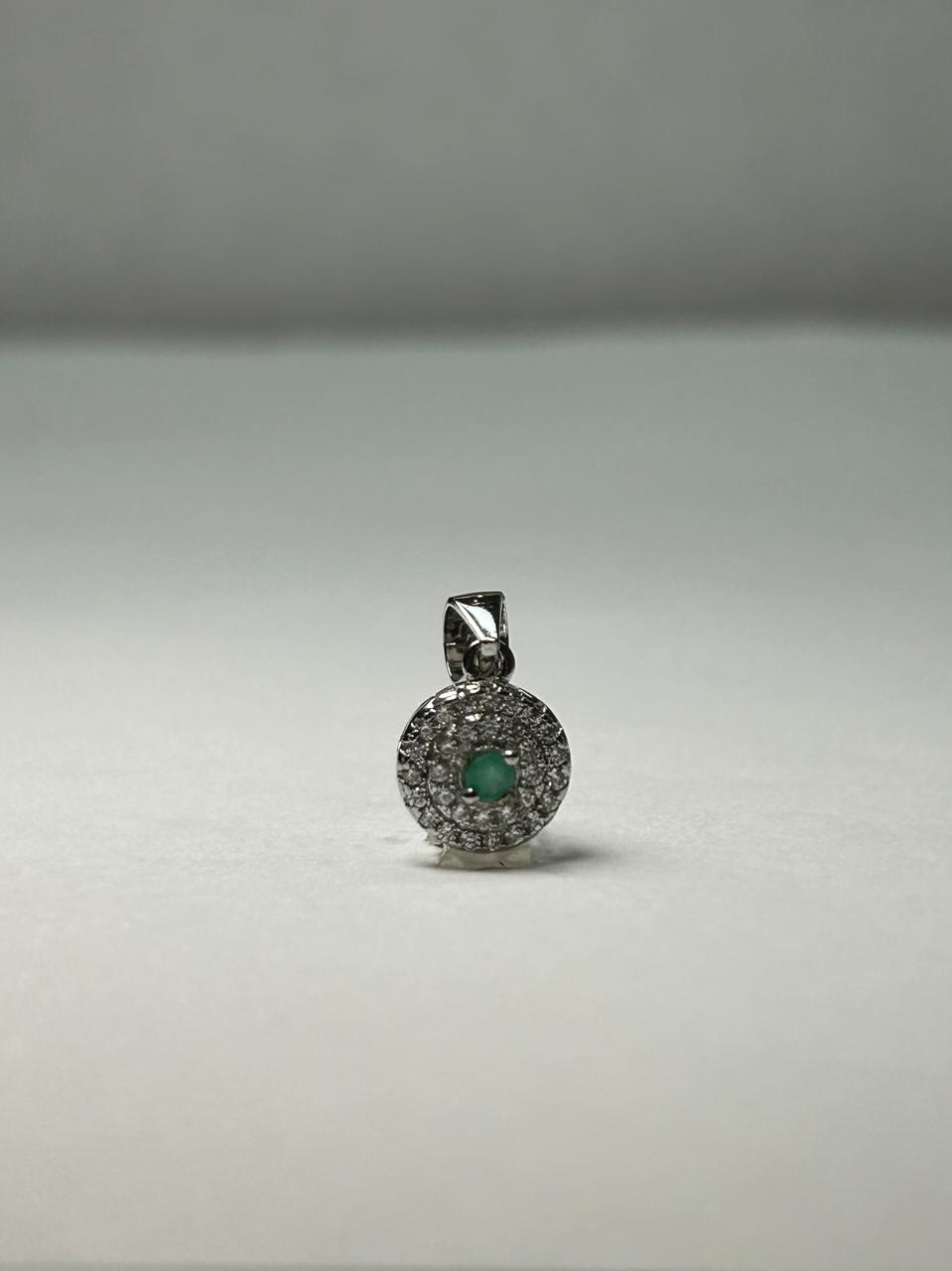 DIJE PLATA LEY 925 DOBLE CIRCON ESMERALDA PEQUEÑA Mirano