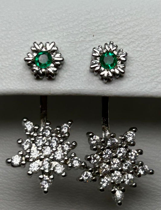 ARETES EN PLATA LEY 925 LARGOS COPO DE NIEVE Mirano