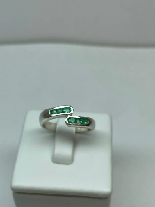 ANILLO LEY 925 DISEÑO BANDA 6 PIEDRAS AL BISEL CRUZADA Mirano