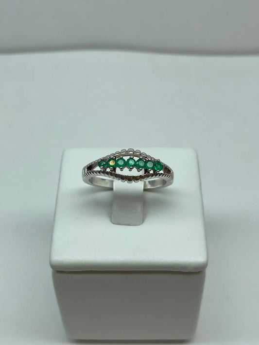 ANILLO LEY 925 DISEÑO BANDA 7 PIEDRAS OJO Mirano