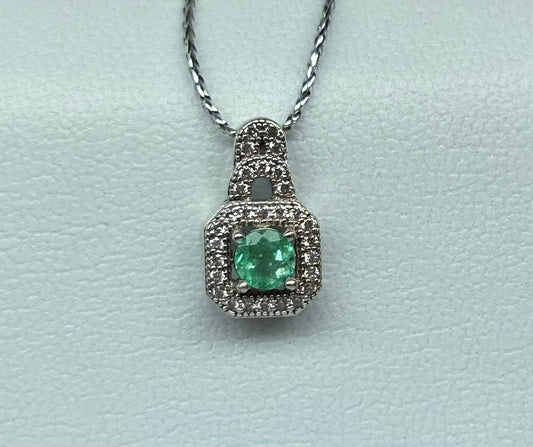 DIJE PLATA LEY 925 ARO CIRCON CUADRADO ESMERALDA CRISTAL Mirano