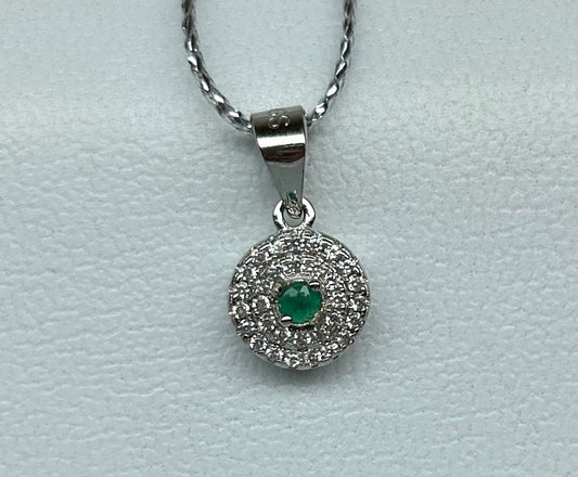 DIJE PLATA LEY 925 DOBLE CIRCON ESMERALDA PEQUEÑA Mirano