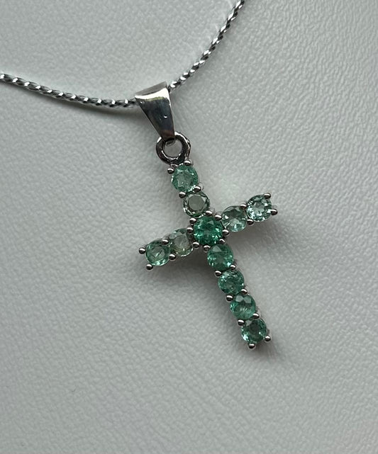 DIJE PLATA LEY 925 CRUZ GRANDE 11 PIEDRAS Mirano