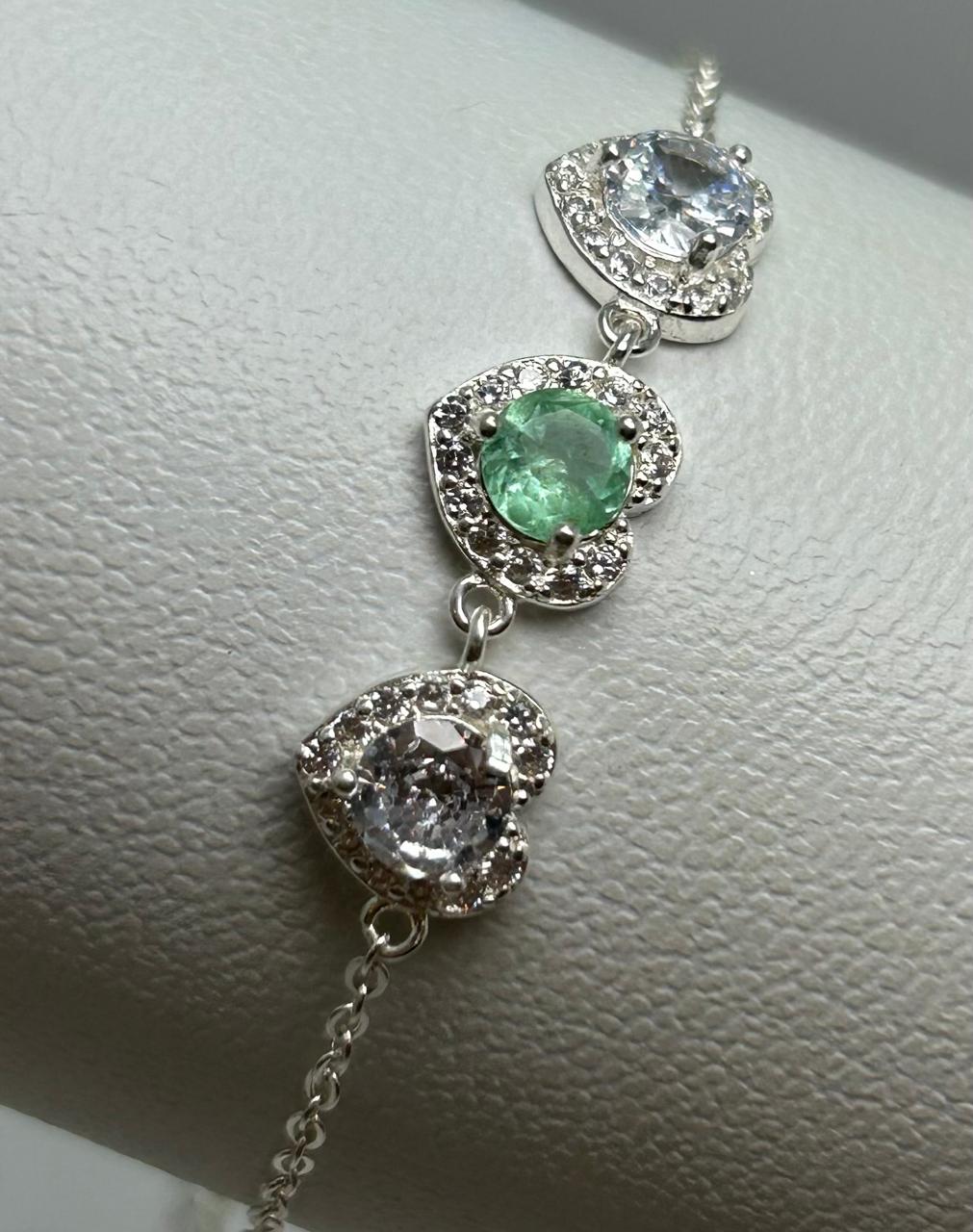 PULSERA PLATA LEY 925 TRES CORAZONES Mirano