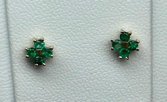 ARETES ORO 18 KTE FLOR 4 PIEDRAS Mirano