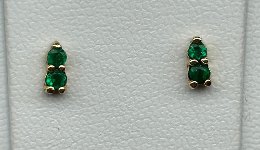 ARETES ORO 18 KTE DOS PIEDRAS Mirano