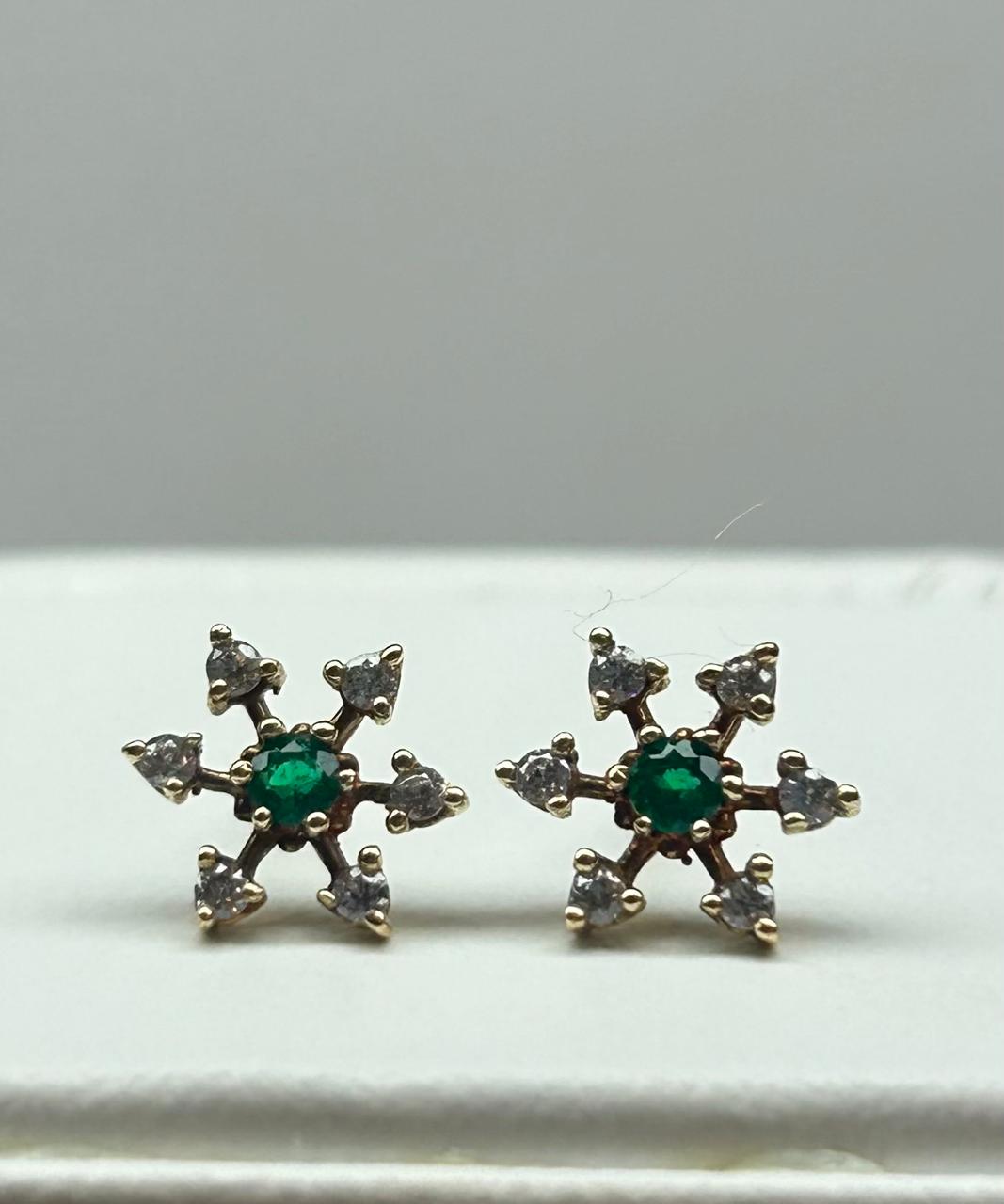 ARETES ORO 18 KTE COPO  DE NIEVE CON CIRCONES Mirano