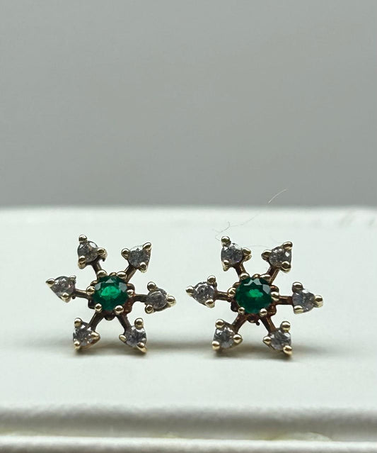 ARETES ORO 18 KTE COPO  DE NIEVE CON CIRCONES Mirano