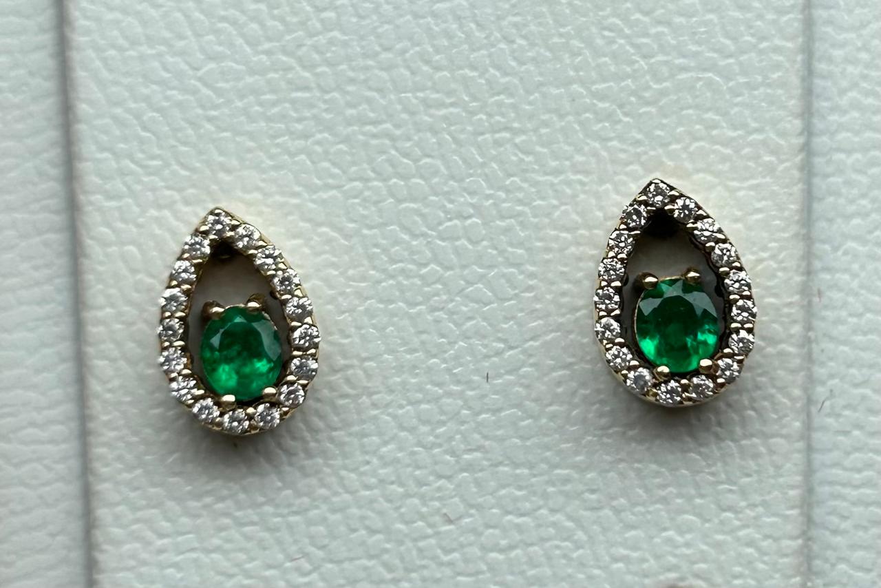 ARETES ORO 18 KTE DISEÑO ARO LAGRIMA CON DIAMANTES Mirano