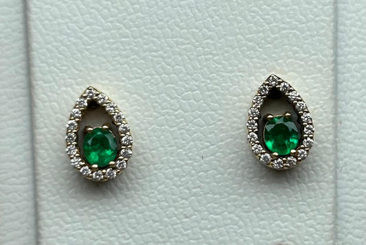 ARETES ORO 18 KTE DISEÑO ARO LAGRIMA CON DIAMANTES Mirano