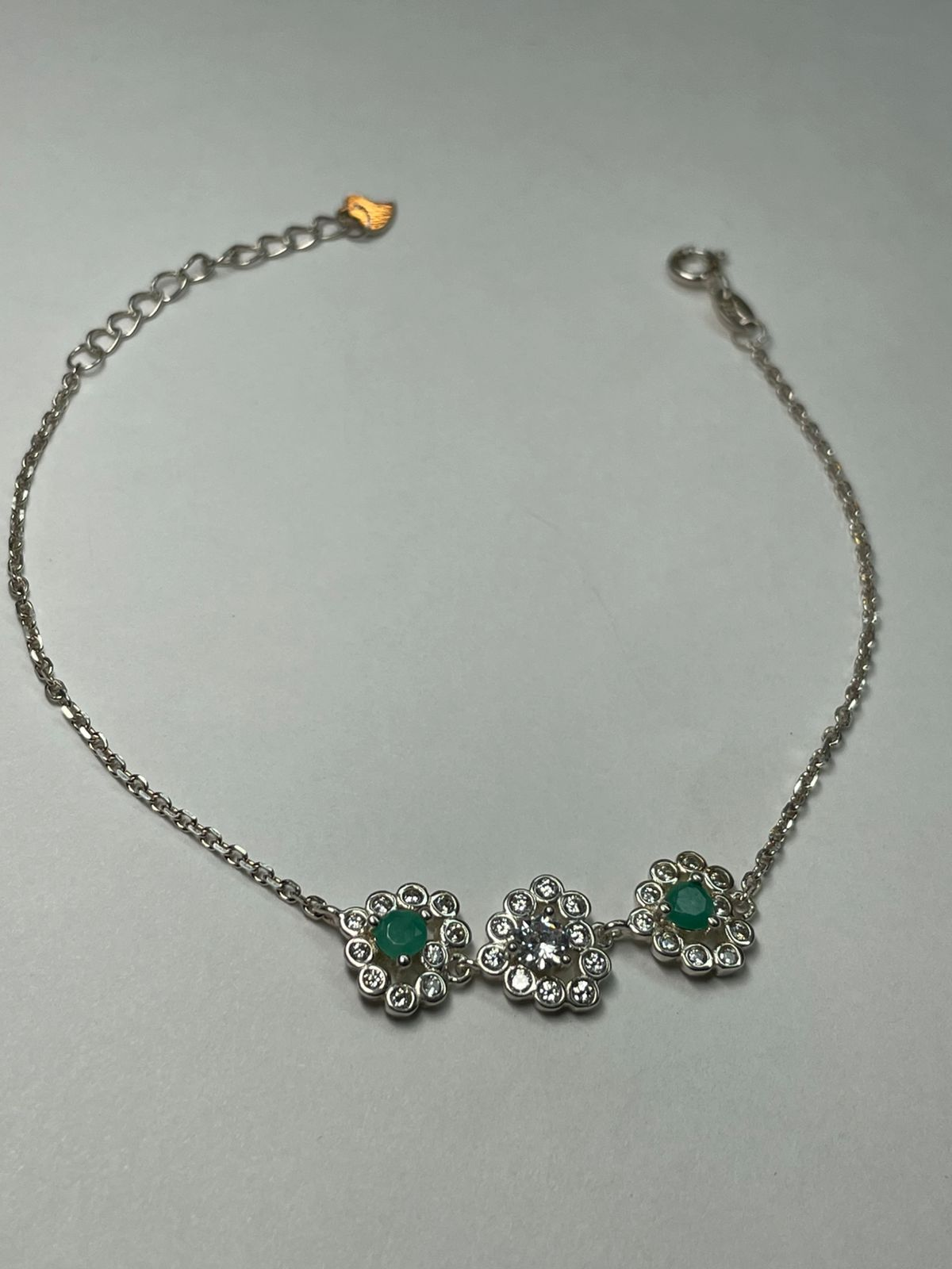PULSERA PLATA LEY 925 3 FLOR CORAZONES Mirano