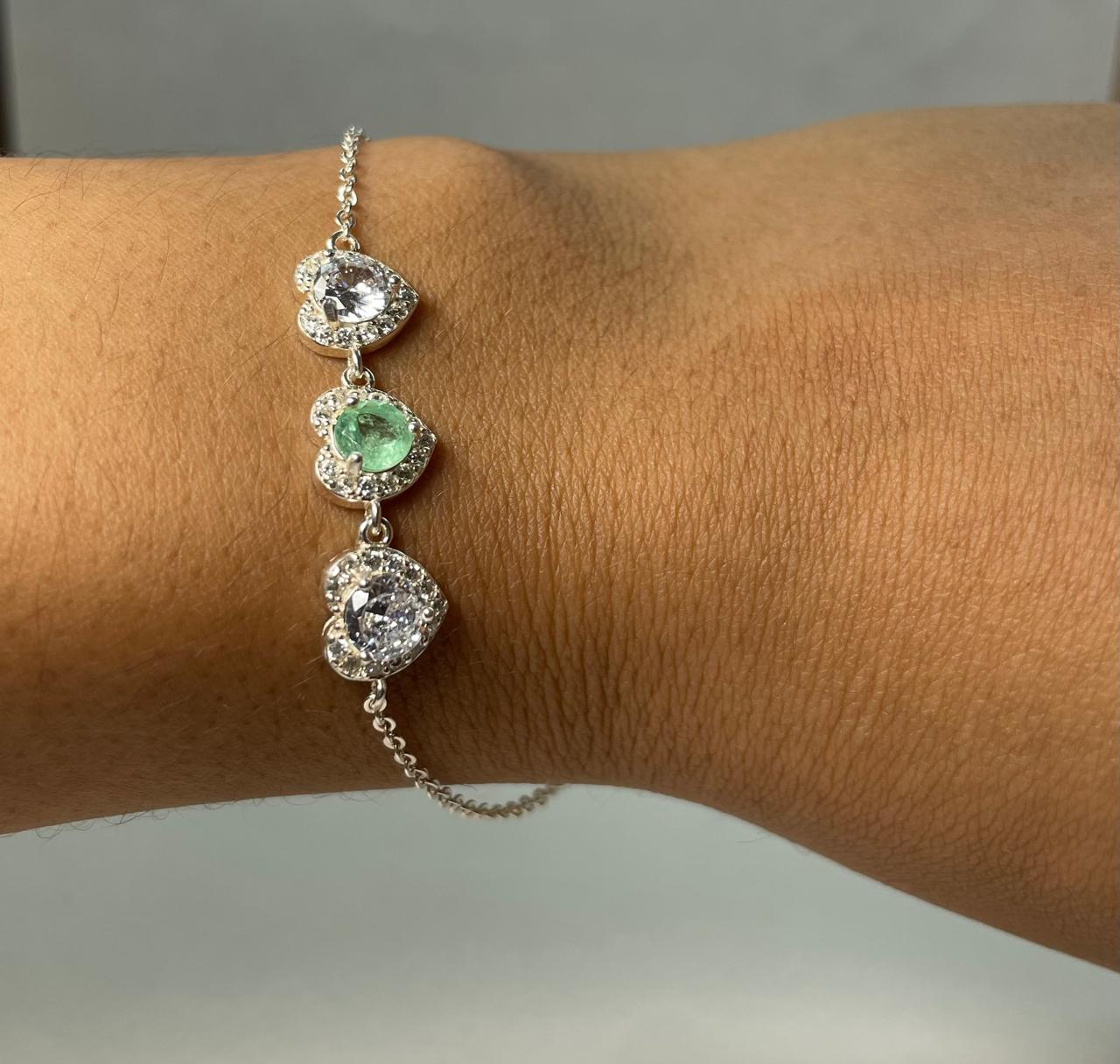 PULSERA PLATA LEY 925 TRES CORAZONES Mirano
